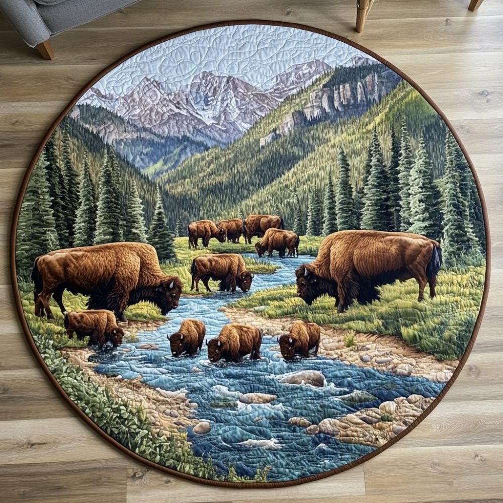 Frontier Herd Quilted Round Mat