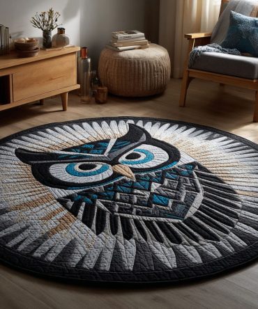 Frost Feather Quilted Round Mat