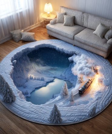 Frost Light Village Quilted Round Mat