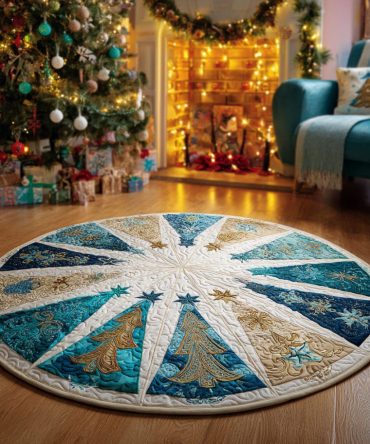 Frosted Pines Quilted Round Mat