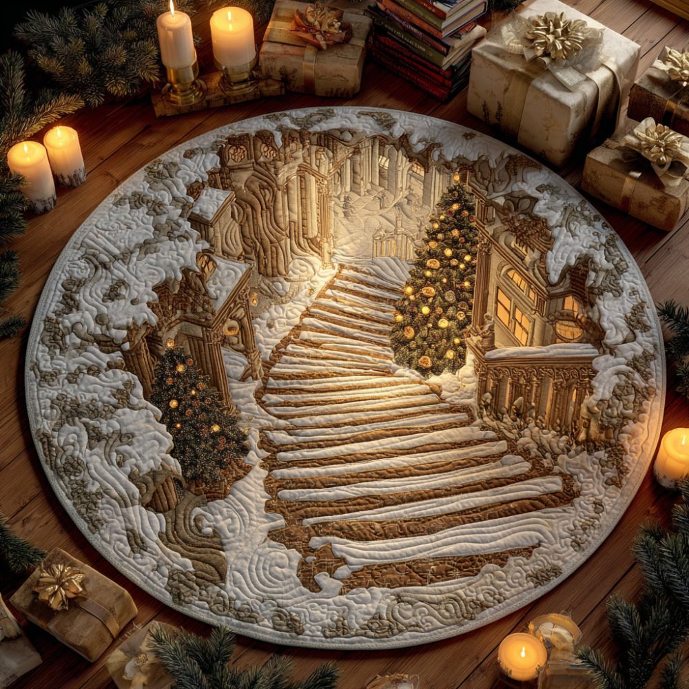 Frostfall Stairway Quilted Round Mat