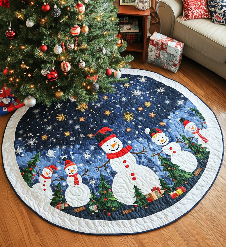 Frosty Charm Quilted Round Mat