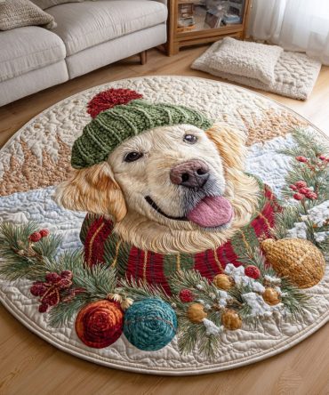 Frosty Fetch Quilted Round Mat