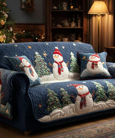 Frosty Friends Quilted Sofa Cover