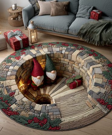 Frosty Gnome Cheer Quilted Round Mat