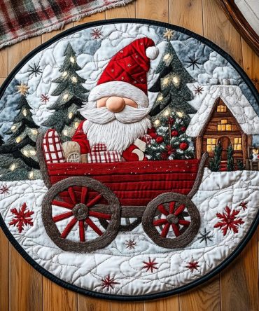 Frosty Gnome Friends Quilted Round Mat