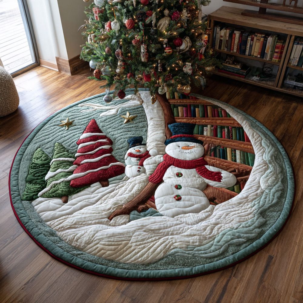 Frosty Hideaway Quilted Round Mat