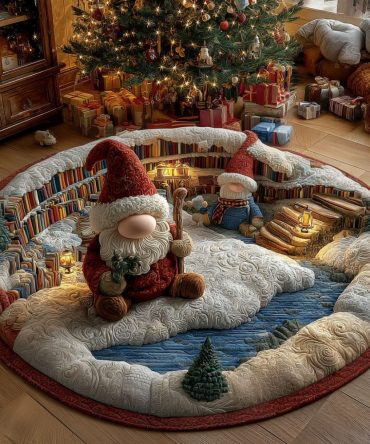 Frosty Library Quilted Round Mat