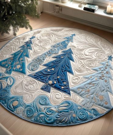 Frosty Pines Quilted Round Mat