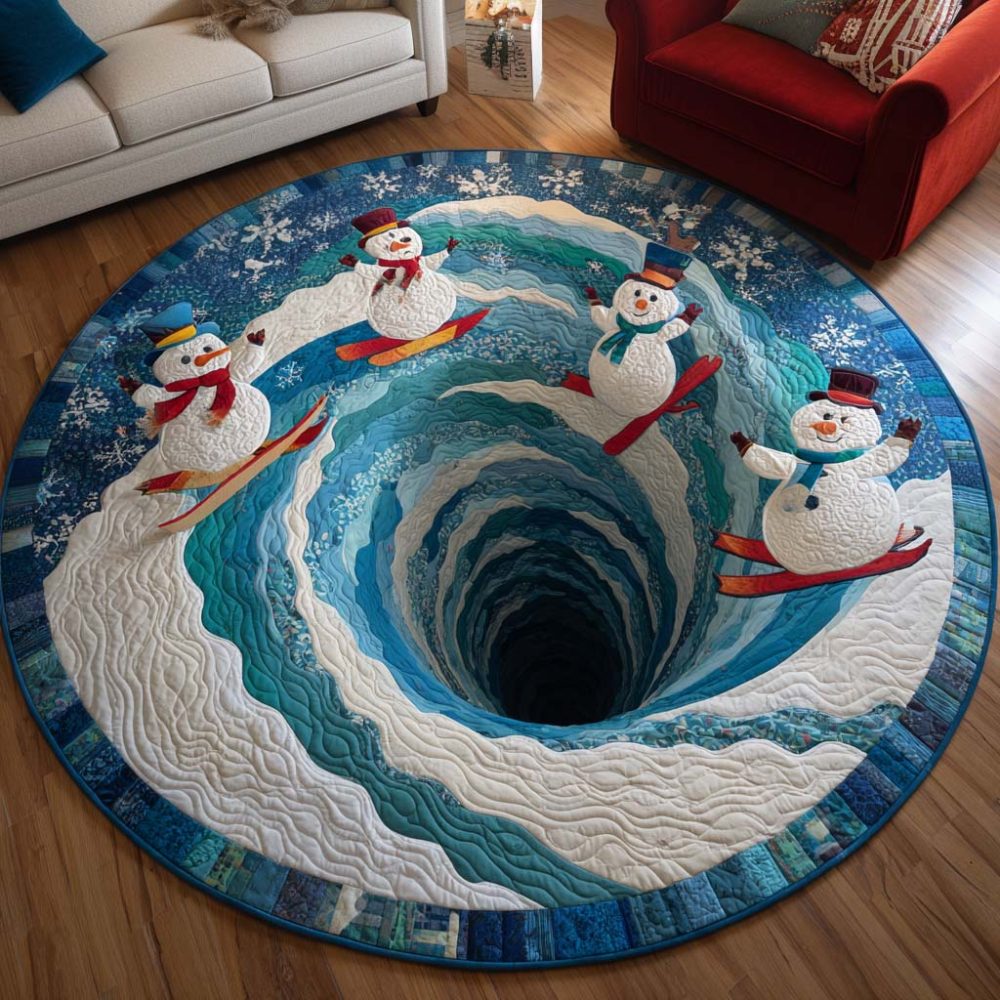 Frosty Spiral Quilted Round Mat