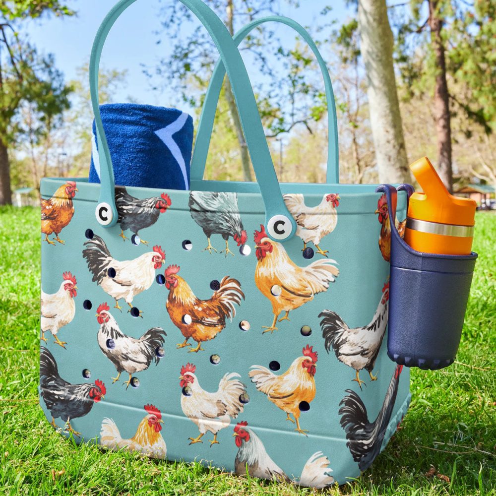 Chic Rooster Print Tote Bag - Durable, Stylish & Spacious For Everyday Use - Image 4
