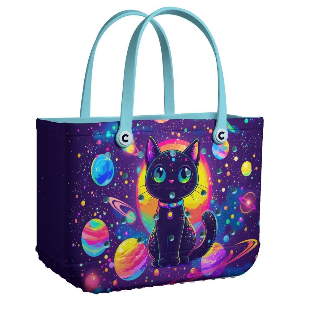 Bucket Tote Bag, Limited Edition Bogg Bag, Beach Bag Galaxy Kitty