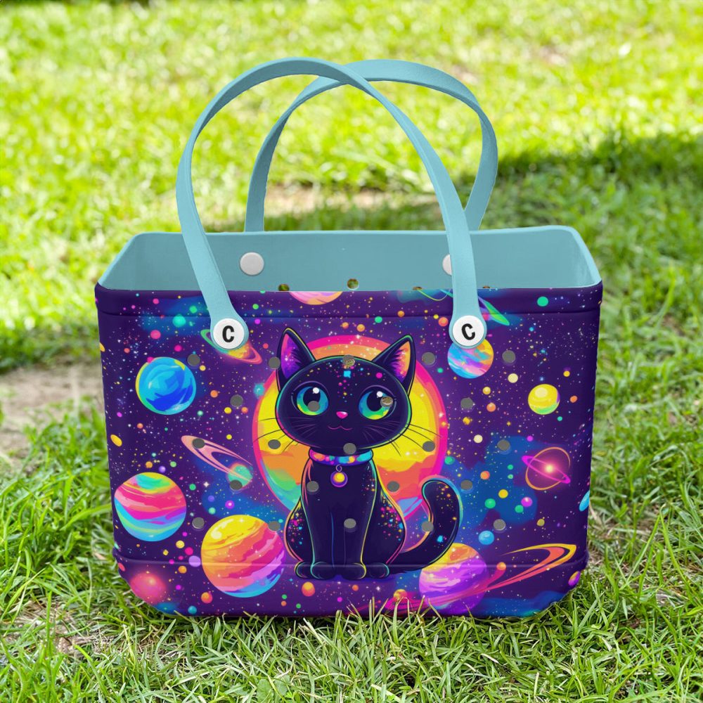 Bucket Tote Bag, Limited Edition Bogg Bag, Beach Bag Galaxy Kitty - Image 2