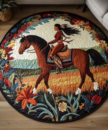 Galloping Horse Quilted Round Mat