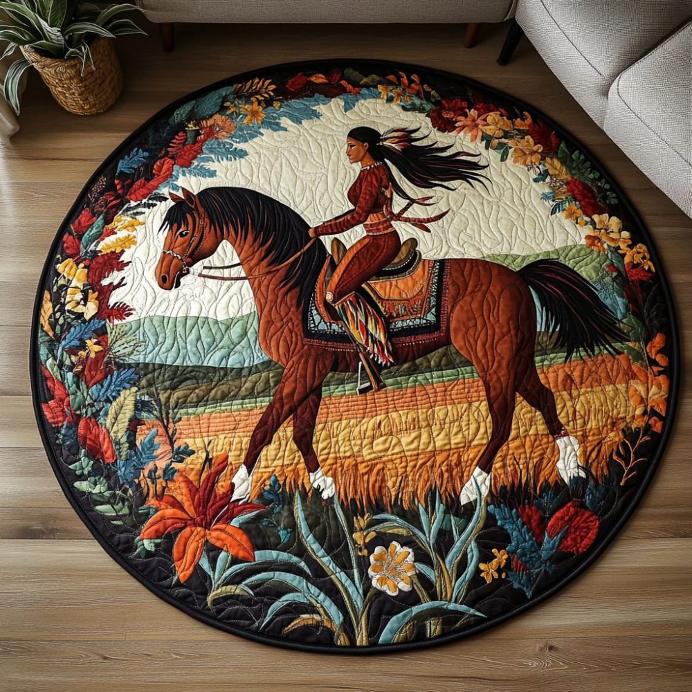 Galloping Horse Quilted Round Mat