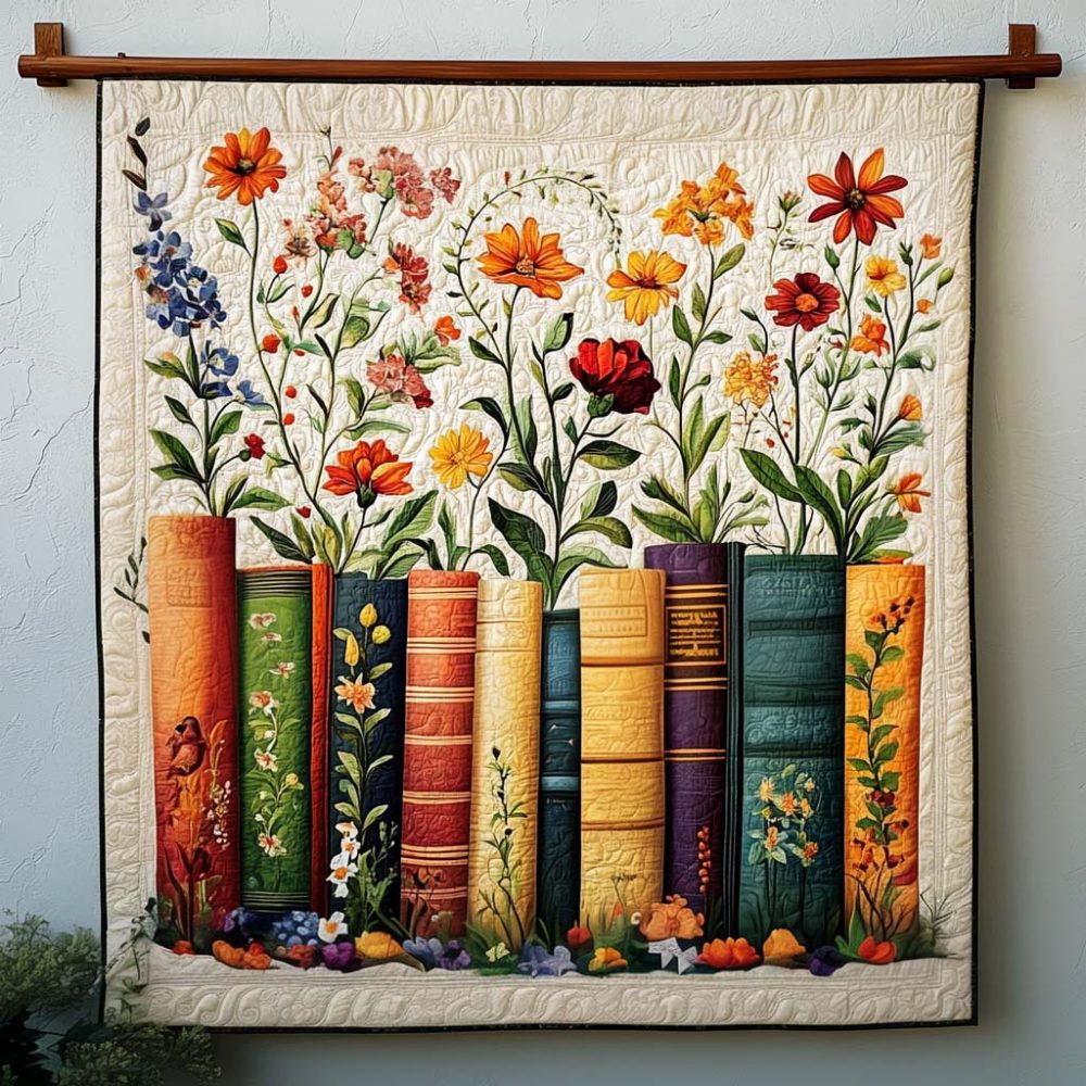 Garden Of Books Art Quilt Hanging
