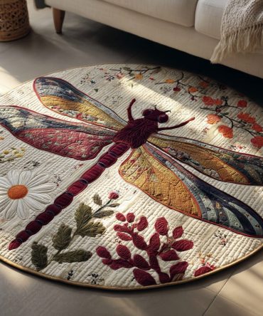 Garden Dragonfly Quilted Round Mat