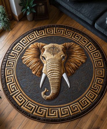 Gentle Elephant Quilted Round Mat