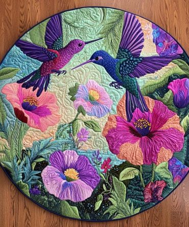 Gentle Hummingbird Breeze Quilted Round Mat