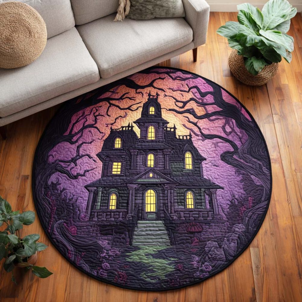 Ghostly Charm Quilted Round Mat