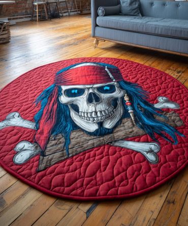 Ghostly Pirate Quilted Round Mat