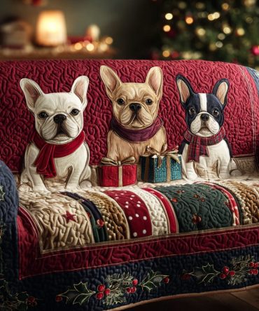 Gift Box Frenchies Quilted Sofa Cover