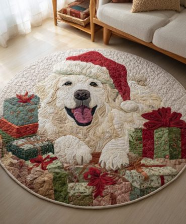 Gifted Great Pyrenees Quilted Round Mat