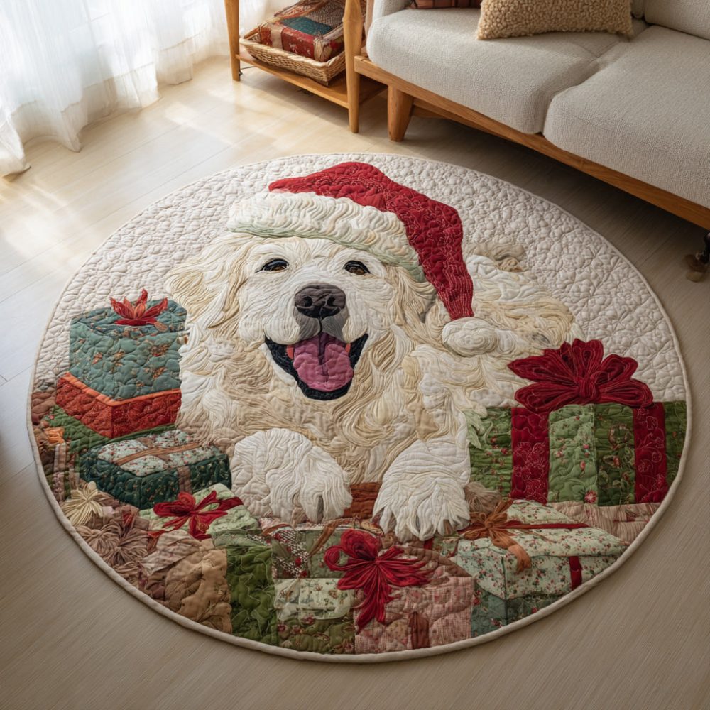 Gifted Great Pyrenees Quilted Round Mat