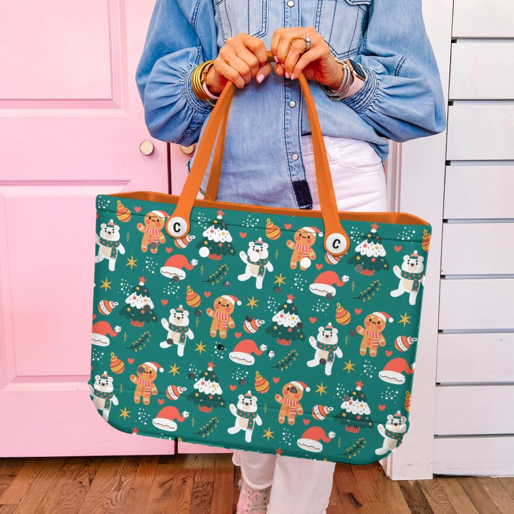 Festive Holiday Tote Bag - Cute Christmas Print With Gingerbread & Polar Bears - Perfect Gift! - Image 5