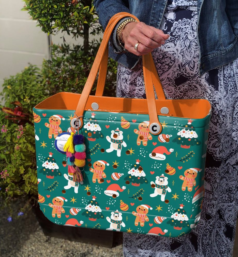 Festive Holiday Tote Bag - Cute Christmas Print With Gingerbread & Polar Bears - Perfect Gift! - Image 3