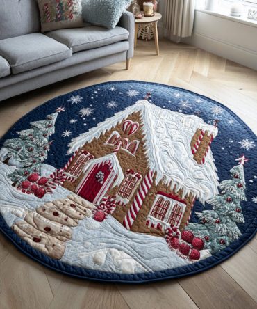 Gingerbread House Quilted Round Mat