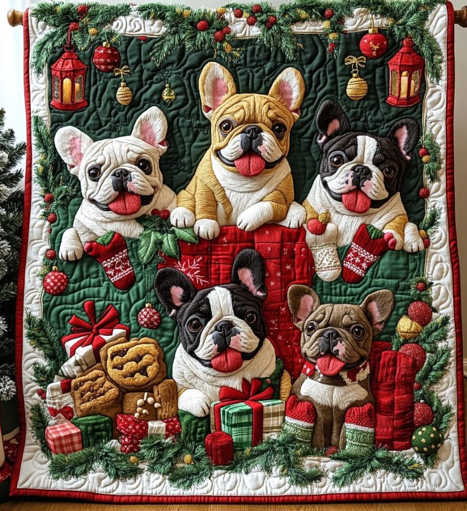 Gingerbread Puppy Quilted Blanket