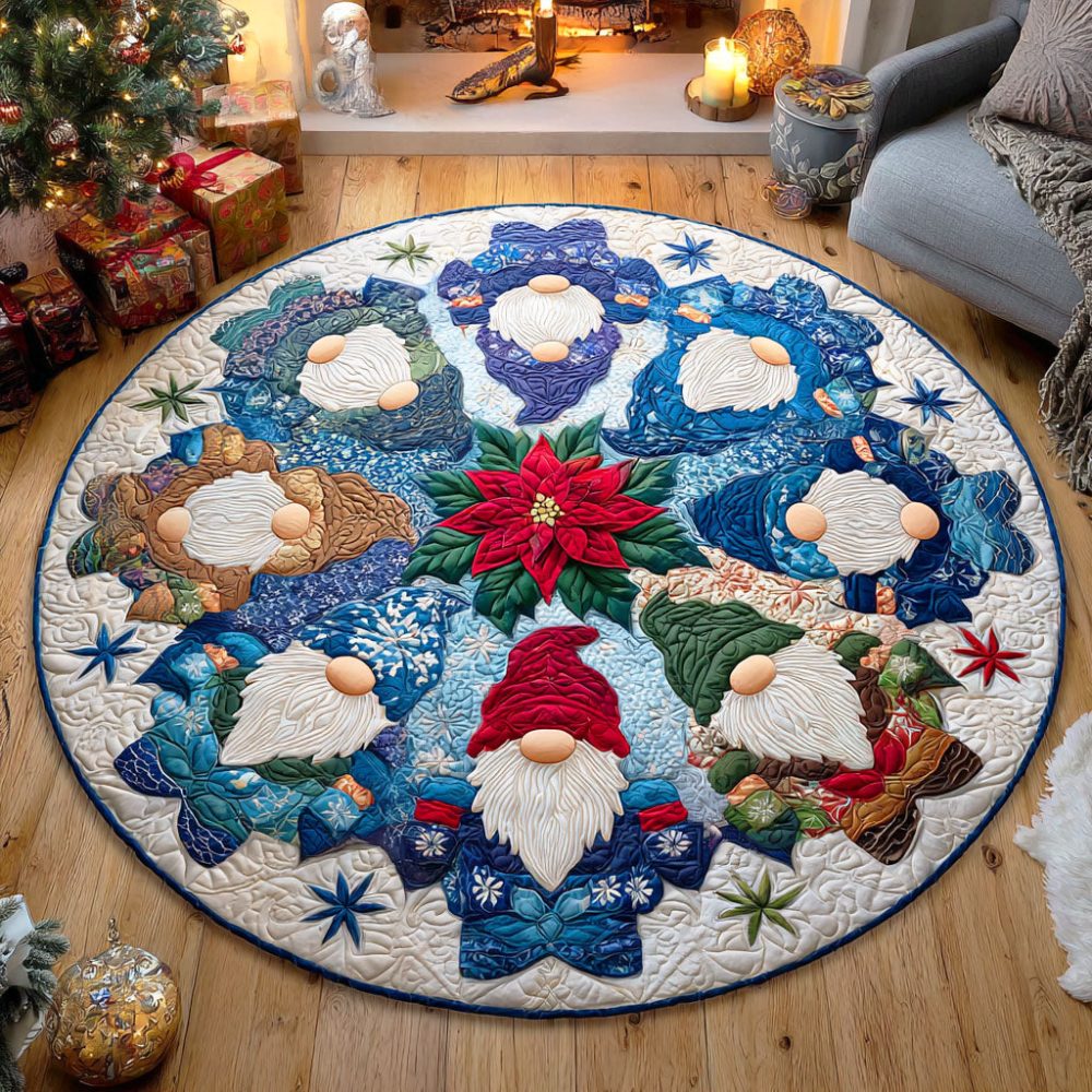 Gnome Cheer Quilted Round Mat