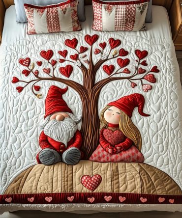 Gnome Harmony 3-Piece Quilted Bedding Set