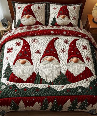 Gnome Joy 3-Piece Quilted Bedding Set