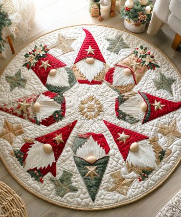 Gnome Lights Quilted Round Mat