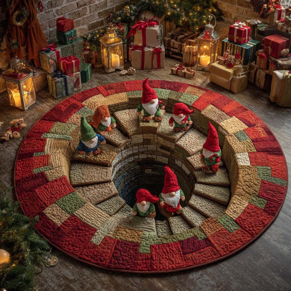 Gnome Spiral Quilted Round Mat