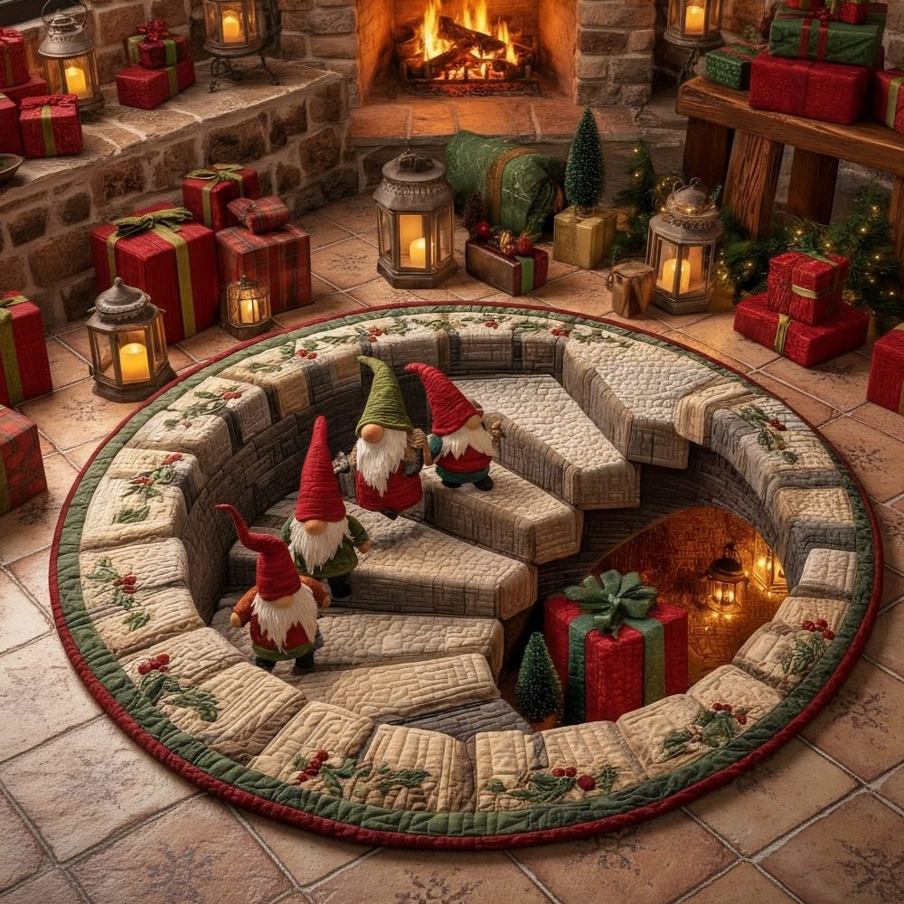 Gnome Stairs Quilted Round Mat - Image 2