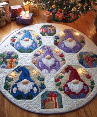 Gnome Village Quilted Round Mat