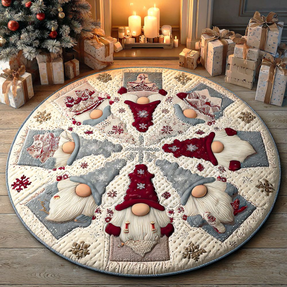 Gnome Village Quilted Round Mat