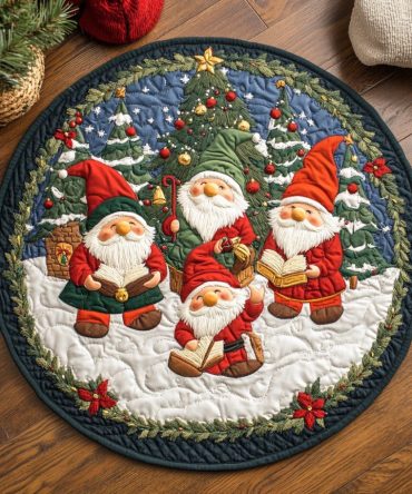 Gnome Winter Magic Quilted Round Mat