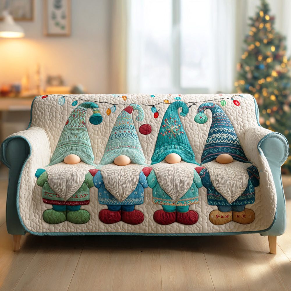 Gnome Wonderland Trail Quilted Sofa Cover