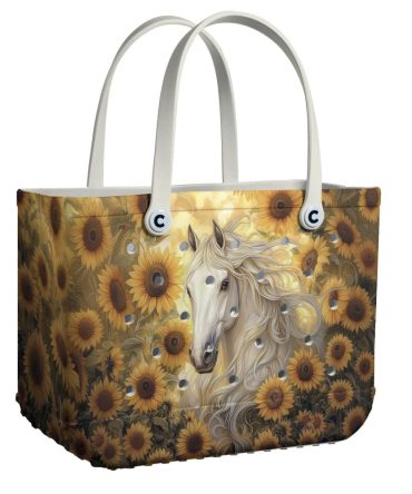 Stylish Sunflower Horse Tote Bag – Durable, Spacious & Eye-Catching Design For Everyday Use