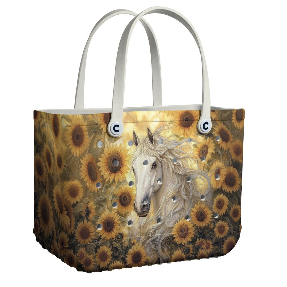 Stylish Sunflower Horse Tote Bag – Durable, Spacious & Eye-Catching Design For Everyday Use