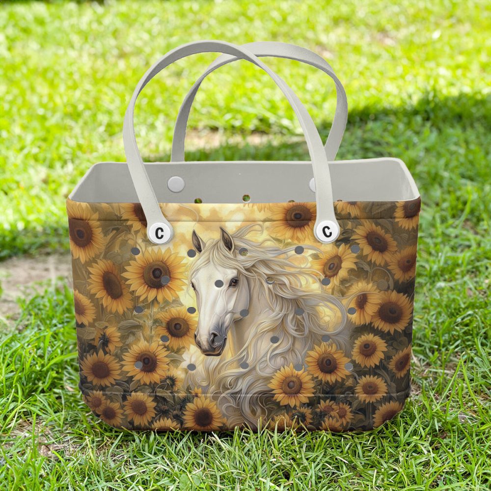 Stylish Sunflower Horse Tote Bag – Durable, Spacious & Eye-Catching Design For Everyday Use - Image 2