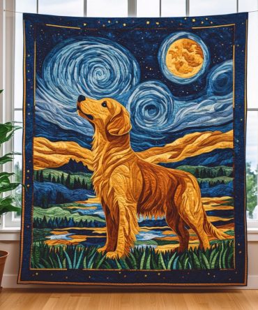 Golden Night Dreams Quilted Blanket