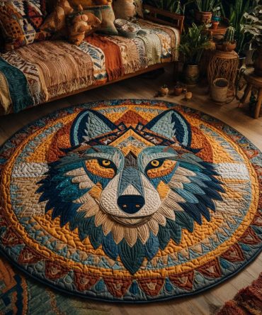 Golden Alpha Quilted Round Mat