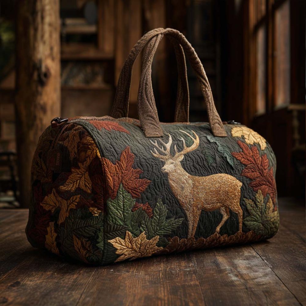 Golden Antlers Quilted Duffle Bag