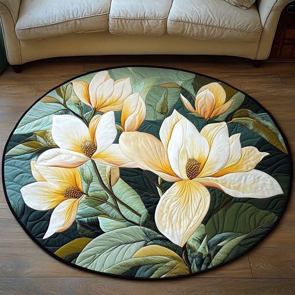 Golden Bloom Quilted Round Mat