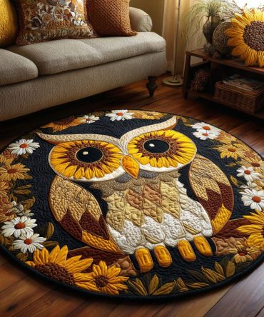 Golden Bloom Quilted Round Mat